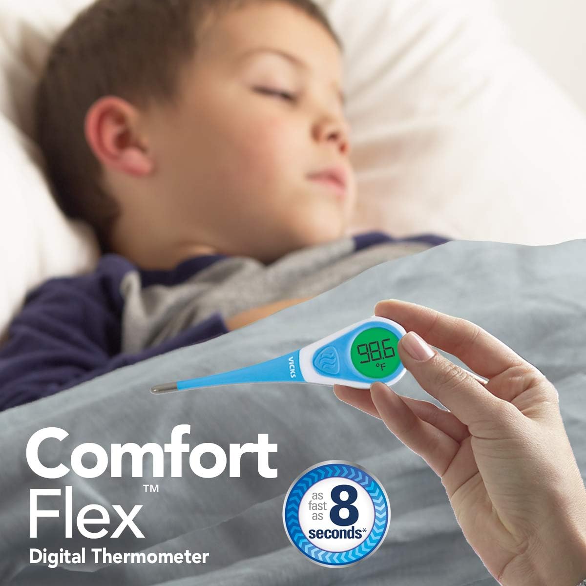 Vicks ComfortFlex Digital Thermometer 1 ea Digital Thermometer for Kids or Adults, for Rectal, Oral or Underarm Use, Color Coded Digital Display Indicates Fever: Health & Personal Care