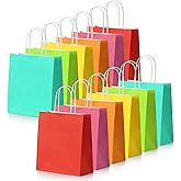 Parmedu Small Paper Gift Bags with Handles - 30 Pack 8.7"x3.5"x7.9" Colorful Party Favor Bags Bulk, Gift Bags for Christmas, Birthdays, Weddings, Festivals, and Parties (6 Colors)