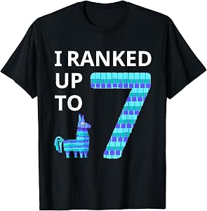 I Ranked Up to 7 Birthday Video Game Llama Piñata Birthday T-Shirt