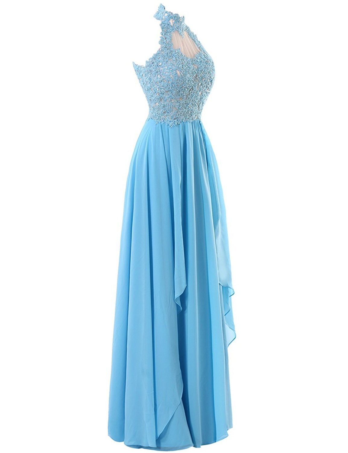 MEILISAY Meilishuo Women's High Neck Open Back Lace Bridesmaid Dresses