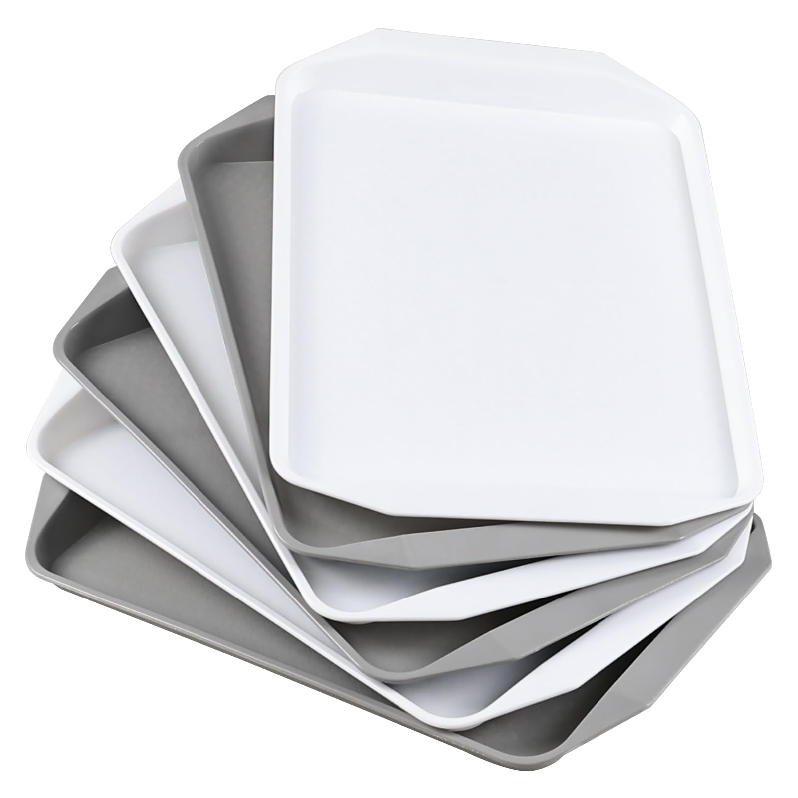Qshape Plastic Large Food Serving Tray, Plastic Cafeteria Trays, 6-Pack