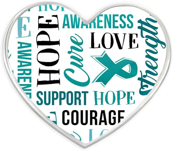 Amazon Com Pinmart Teal Heart W Words Ovarian Cancer Awareness Hope Lapel Pin Jewelry