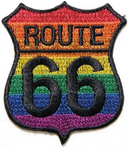 ROUTE 66 Shield Logo Lady Biker Rider Hippie Punk Rock Tatoo Jacket T-shirt Patch Sew Iron on Embroidered Sign Badge Costume
