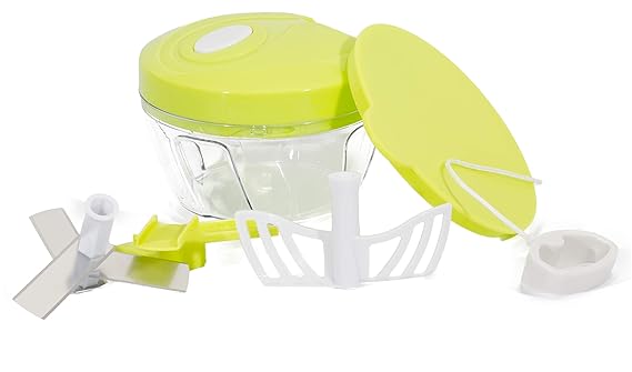 Zwiebel Zerkleinerer Gemüseschneider Mixer manuell 3Klingen 500ml Obst manuell Würfel mit Schnur Nuss Mühle Grinder