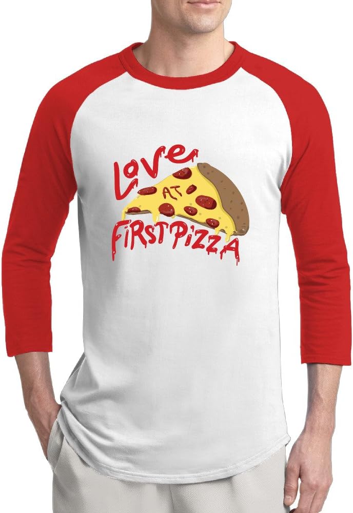 Love At First Pizza Baseball Style Man 3/4 Sleeve Tshirts