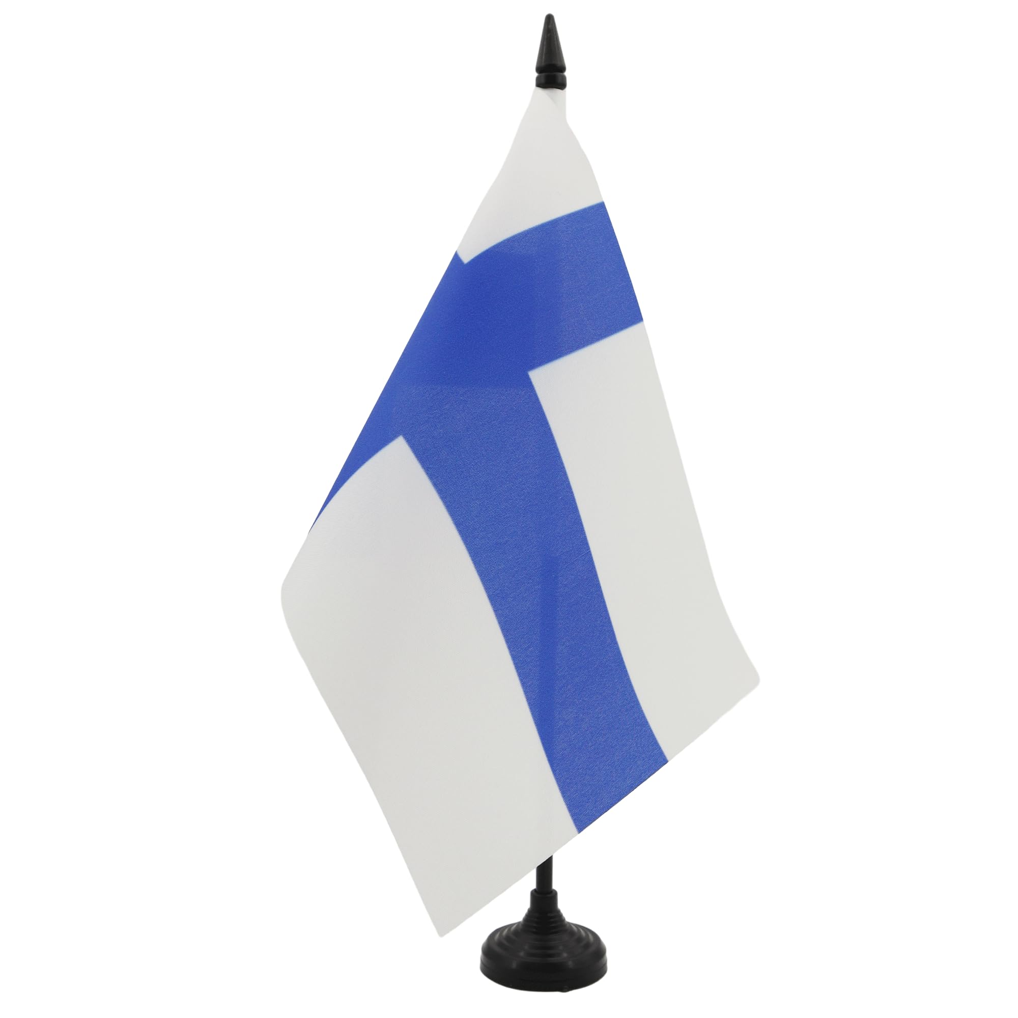 AZ FLAG Finland Table Flag 5'' x 8'' - Finnish Office Decoration 100% Polyester 21 x 14 cm - Mini Desk Flag with Pole and Black Plastic Base