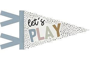 JXREQ Let's Play Pennants Banners Flags for Kids Room Decor, Boho Kids Canvas Wall Art Decor for Toddler Boys Girls Room Nursery Playroom, 8x17 Inch