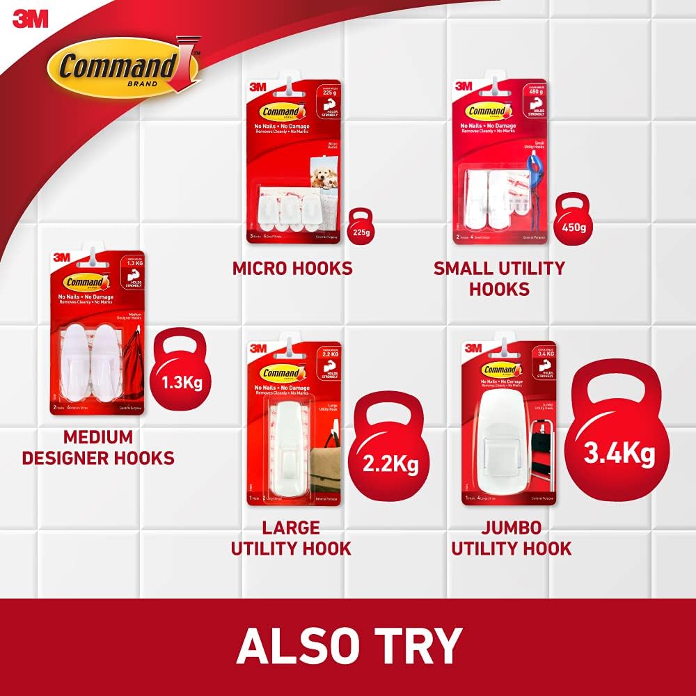 Command Medium Designer Hooks, White, 2-Hooks, Organize & Decorate Damage-Free: Home Improvement