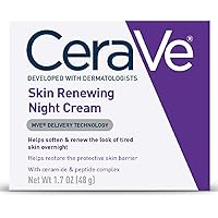 CeraVe Skin Renewing Night Cream | Niacinamide, Peptide Complex, and Hyaluronic Acid Moisturizer for Face | 1.7 Ounce