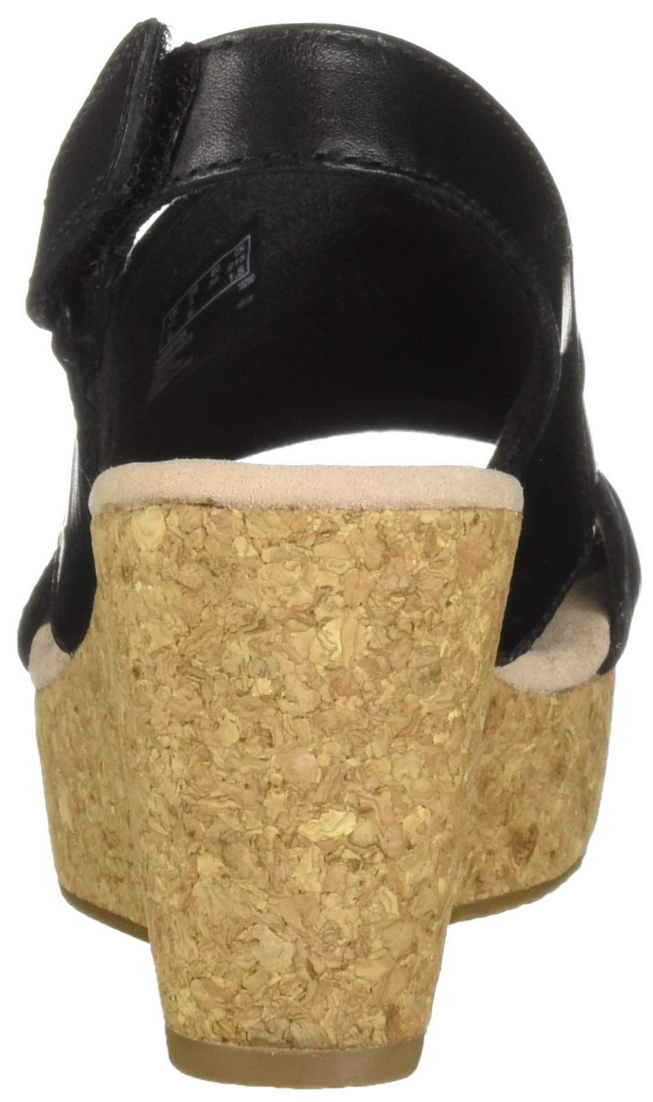 Clarks Women's Annadel Ivory Wedge Sandal, black leather, 080 W US - Image 3