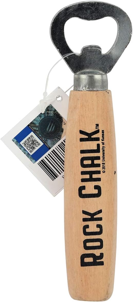 University of Kansas Rock Chalk Wood Bottle Opener, Vintage Home Decor - an Officially Licensed Product Great Addition to Add What You Love to Your Home/Garage Decor
