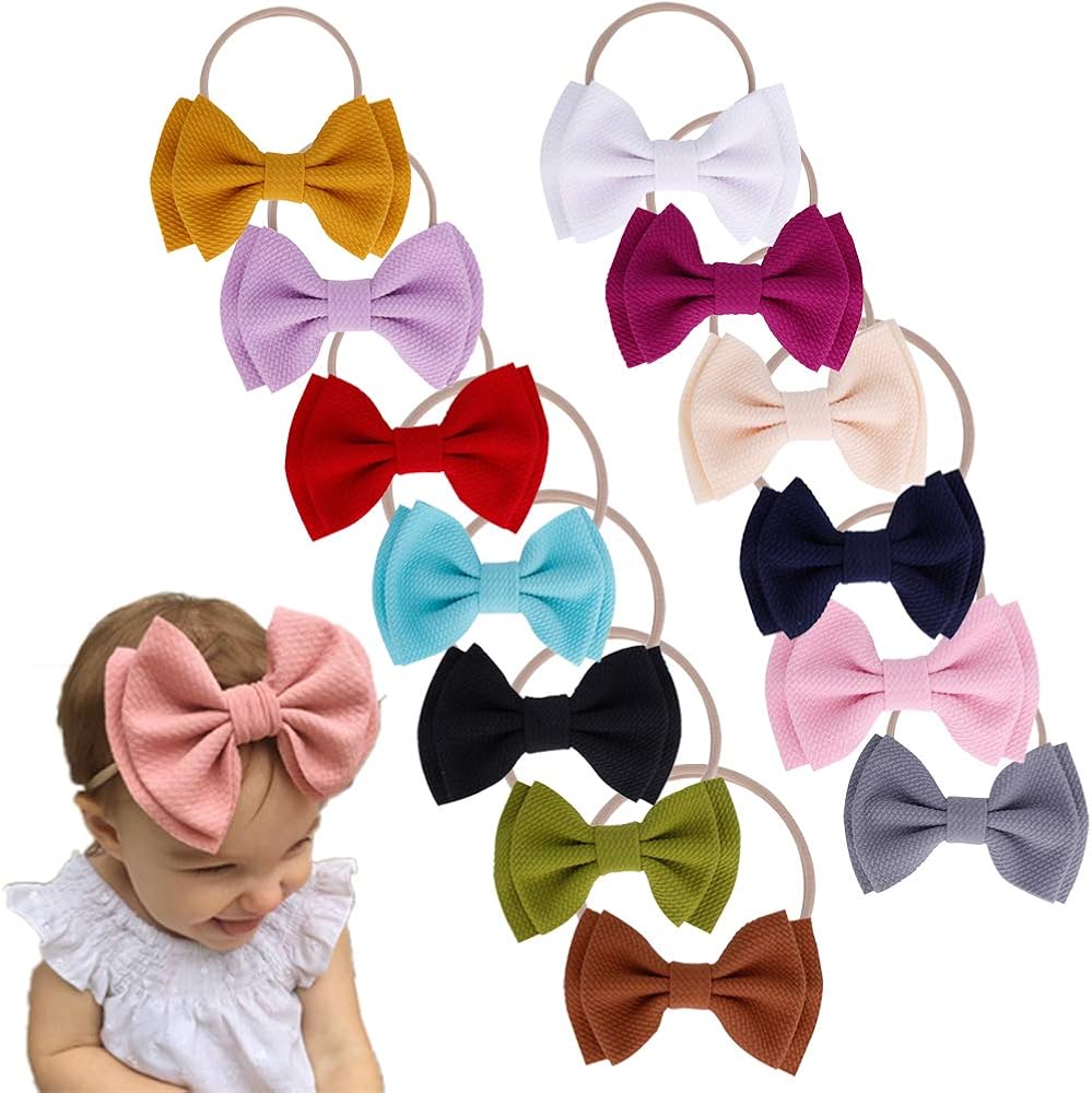 Baby Nylon Knotted Headbands Girls Head Wraps Infant Toddler Hairbands and Bows