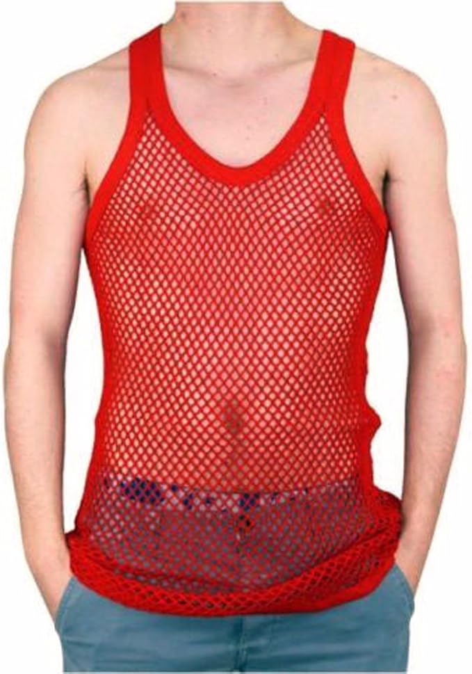 2 Pack Men's String Vests Fitted Fish Net Gym Training Tank Top T Shirt