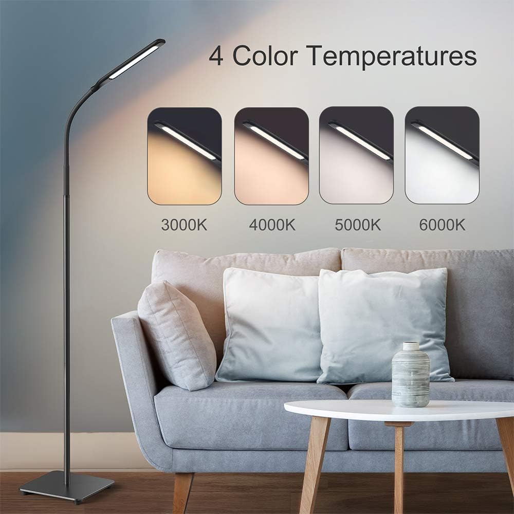 Miroco LED Floor Lamp with 4 Brightness Levels & 4 Colors Temperatures, Adjustable LED Floor Light, Dimmable Adjustable Reading Standing Lamp for Sewing Painting Piano Puzzle Craft Bedroom Office - - 