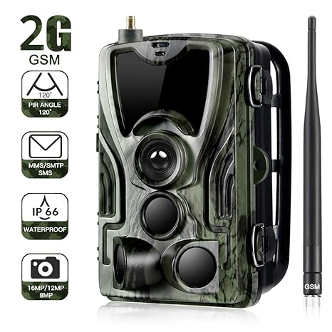 Suntek 2G Wildkamera Fotofalle GSM 16MP 1080P Full HD Jagdkamera 120 ° Weitwinkelobjektiv Vision Infrarote 20m 36 IR-LEDs IP6