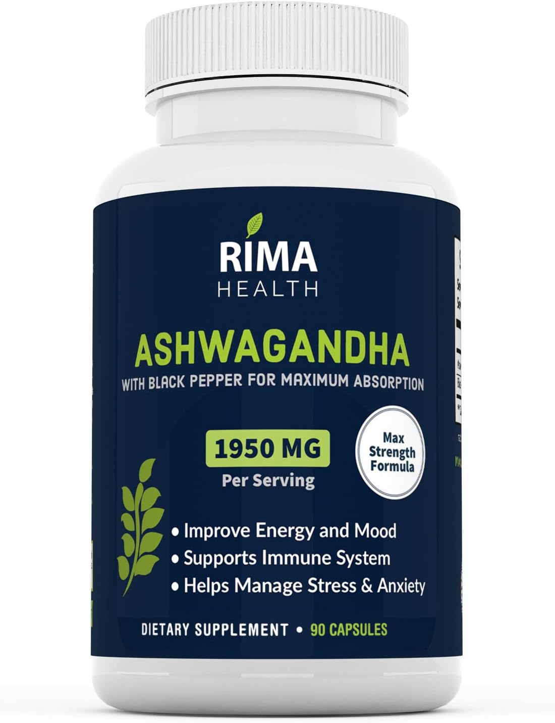 Organic Ashwagandha with Black Pepper for Maximum Absorption1950mg Serving