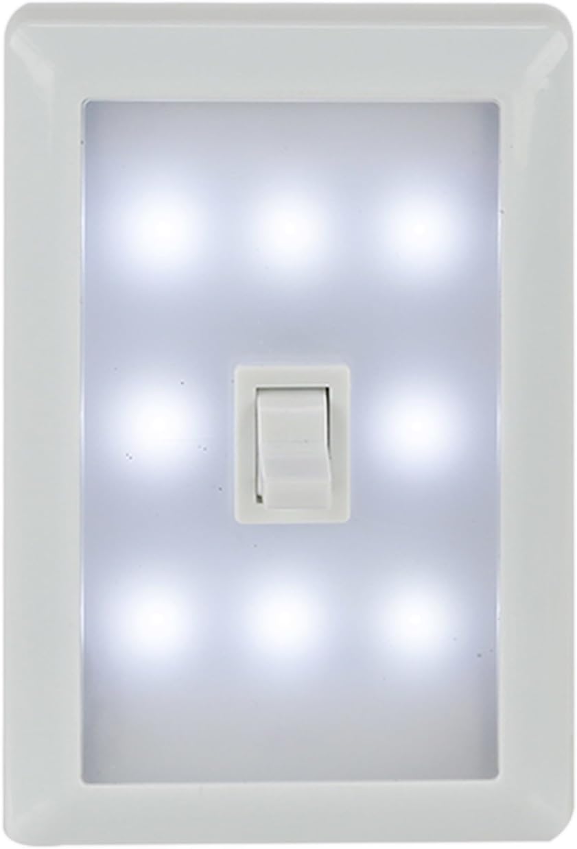 8 LED Peel-and-Stick Light Switch Night Light for Tool Boxes, Garages, Closets