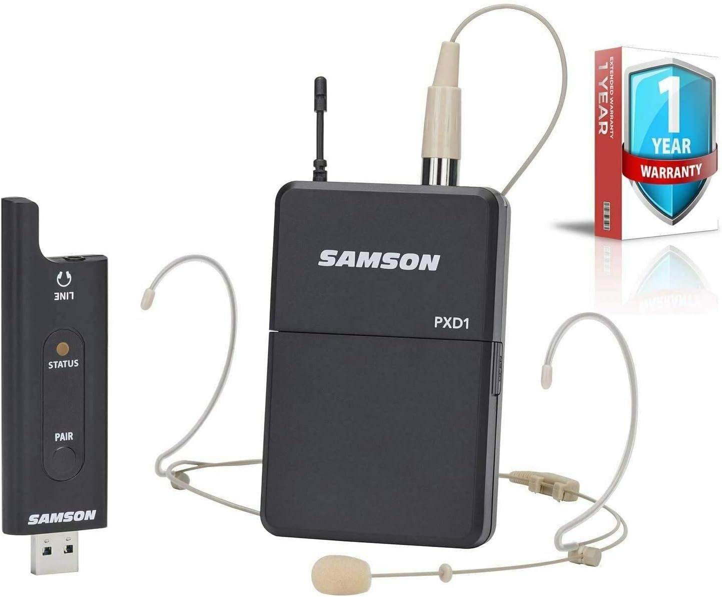 Samson XPD2 Headset USB Digital Wireless System (SWXPD2BDE5) Bundled with Extended Protection Plan