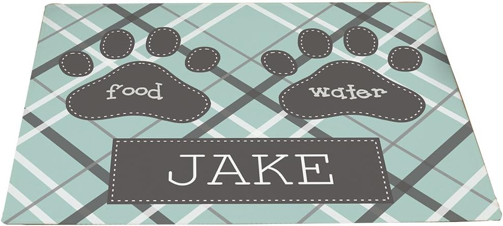 GiftsForYouNow Plaid Personalized Pet Feeding Mat