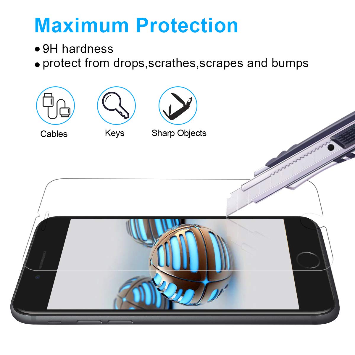 NONZERS [2 Pièces] Verre Trempé pour iPhone 7 Plus, iPhone 8 Plus [2 Pièces] 3D Bords Arrondis Film Protecteur d\'Écran en Verre Trempé 9H Dureté et 3D Touch Compatible sans Bulles