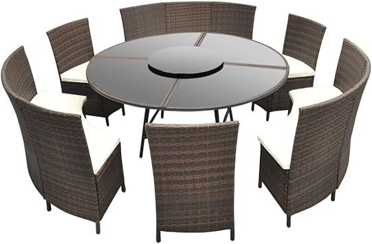 Vidaxl Salon De Jardin Poly Rotin Marron 12 Personnes Table Ronde