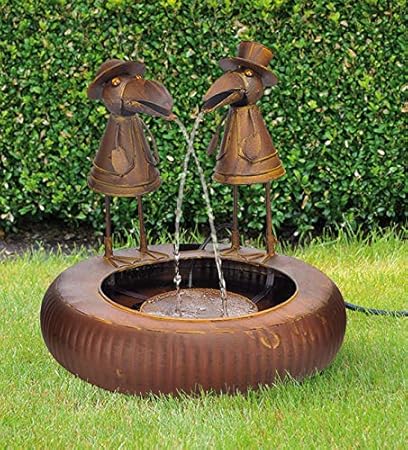 Metall Brunnen Zwei Raben Wasserspeier Springbrunnen Gartenbrunnen Zierbrunnen Indoor Amazon De Garten