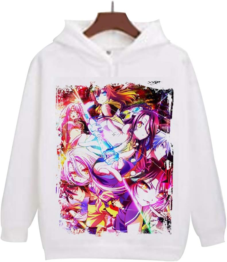 QIAOTT No Game No Life Anime Pullover,3D Print Fleece Cosplay Hoodies Sweatshirt for Anime Fans