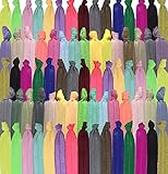 Elastic Hair Ties, no Crease Ouchless Ribbon Ponytail Holders, Bows Rubber Yoga Twist Bands Accessories, Fold Over Solid Colors (set of 200)