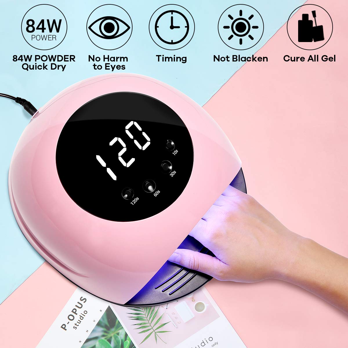 Gel Nail Polish Start Kit with 84W Nail Lamp, Gel Nail Polish Kit Nude Pink Glitter 6 Colors 10ML Gel Polish and No Wipe Top and Base Coat, Soak Off Gel Color Set Manicure Tools : Beauty