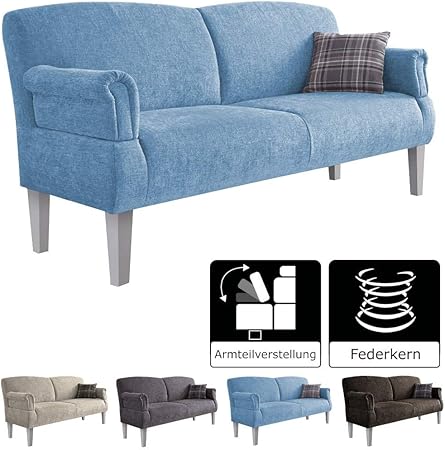 Cavadore 3-Sitzer Sofa Pasle mit Federkern für Küche, Esszimmer