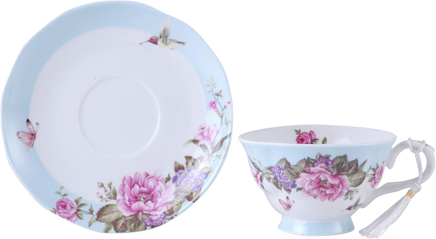 Tea Cup and Saucer Set 4 Coffee Cups Gifts for Women Expresso Coffee Cup Afternoon Tea Set New Bone China Vintage Flora Rose Gift for Her for Home Restaurants and Tea House (1 set of 4) - Image 4