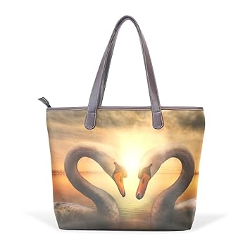 Coosun Femmes Cygnes Oiseaux Symbole De Lamour Pu Sac En