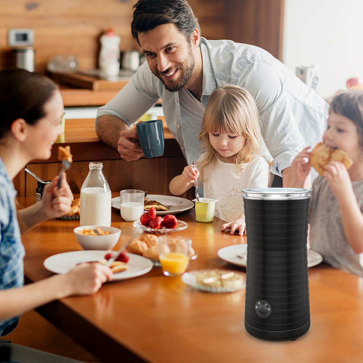 Automatic Milk Frother, Electric Milk Steamer Soft Foam Maker for Hot and Cold Milk Froth, Cappuccino Hot Chocolate, Coffee, Latte, Warmer Heater, Non-Stick Interior