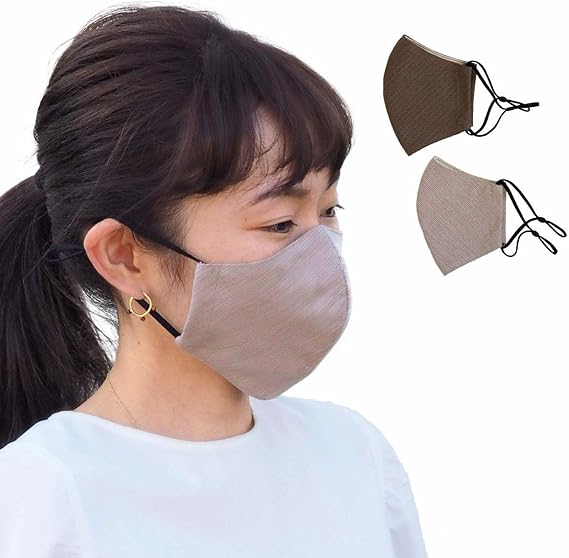 Amazon Co Jp 三河木綿 立体 布マスク 日本製 洗える 2枚セット 抗菌 消臭 ２色 えんじ スモークピンク ファッション