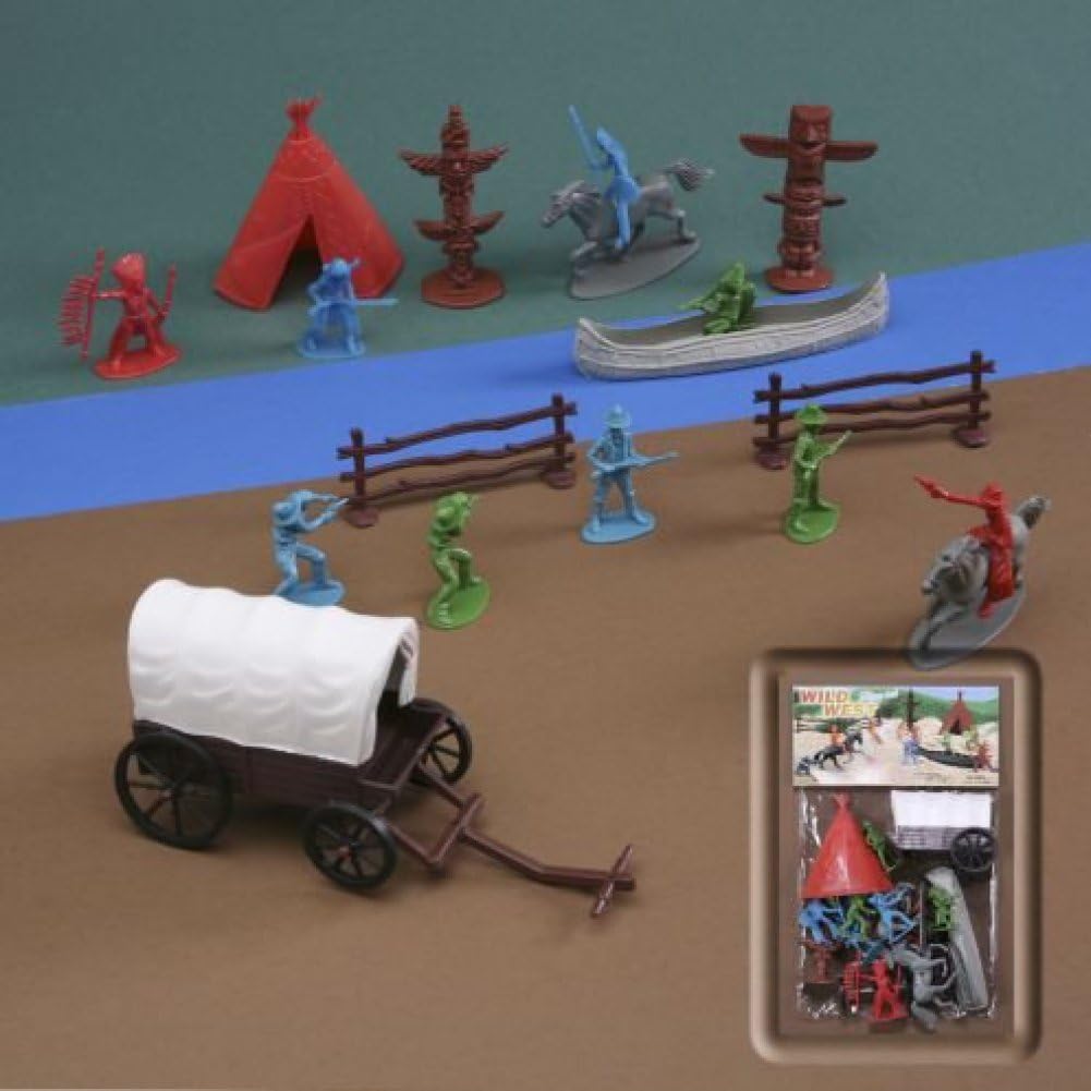 WILD WEST 19 Piece Cowboy and Indian 1/35th Play Set