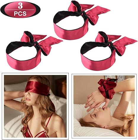 Amazon Sexhot Smグッズ アイマスク 目隠し 手錠 足枷 サテン製 ふわふわ Smプレイ 3個セット コスプレ 仮装 通販