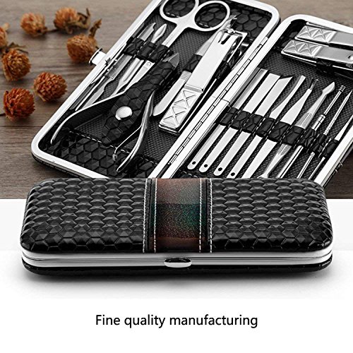 18 in 1 Manicure Pedicure Set Nail Clippers Travel Hygiene Kit Scissor Tweezer Knife Ear Pick Utility Tools with PU Leather Case for Men Women Kids