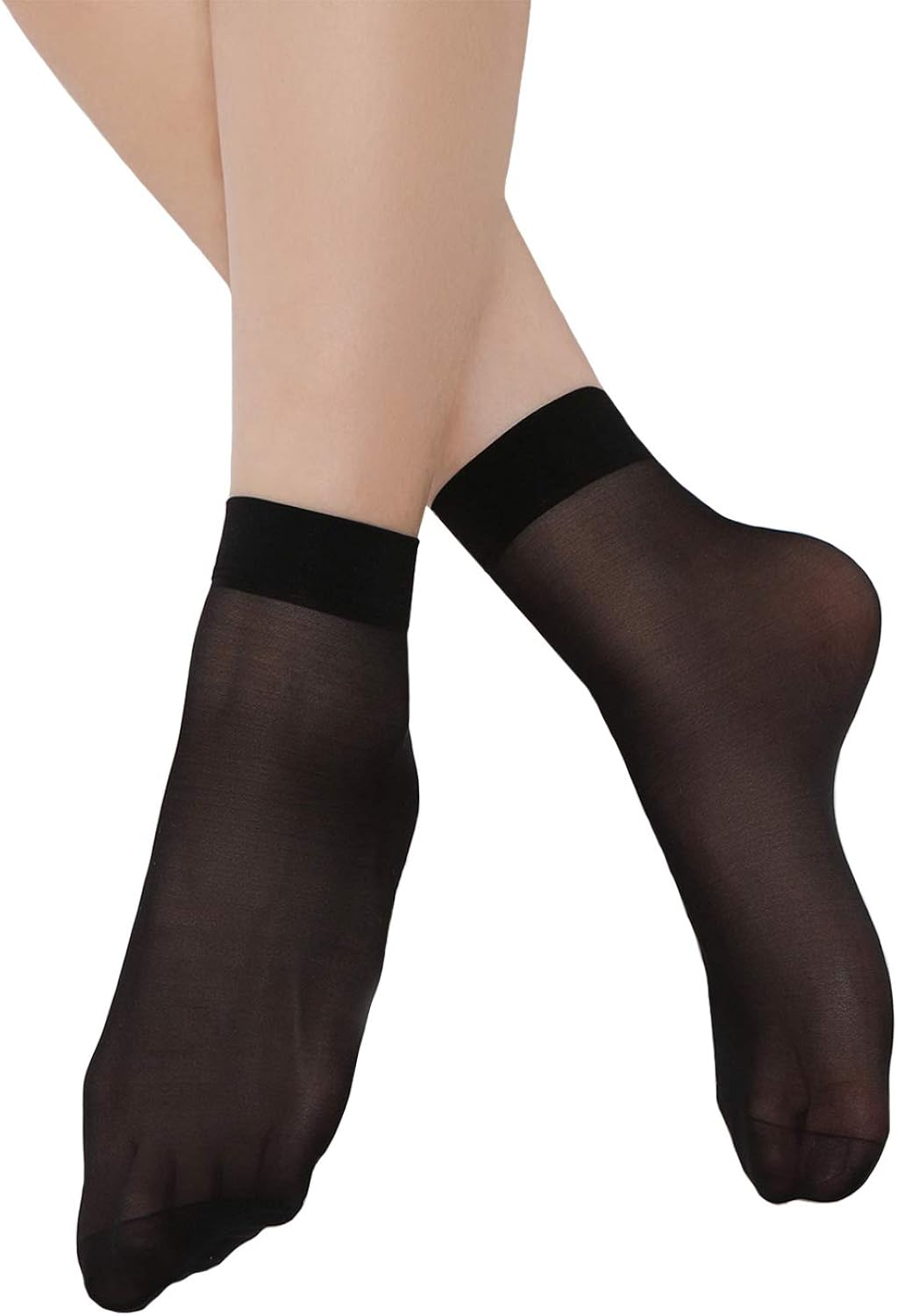 LASETA Women's 12 Pairs Ankle High Sheer Socks Antislip Reinforced Toe