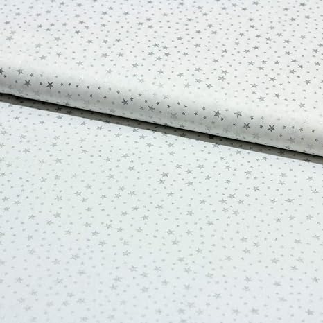 Stoff Baumwolle Sterne weiß Silber Glitzer Weihnachtsstoff Meterware
