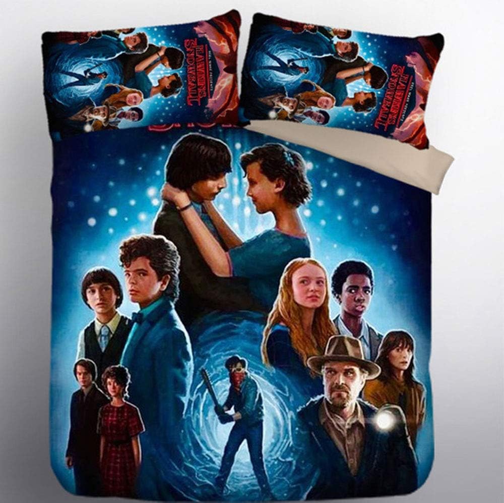 CLOVERDRESS 3D Stranger Things Duvet Cover Set Thrilling Stranger Things Bedding Set 100% Microfiber Adolescent, Adult Bed Set 3pc Including 1Duvet Cover,2Pillowcases Style3 Twin