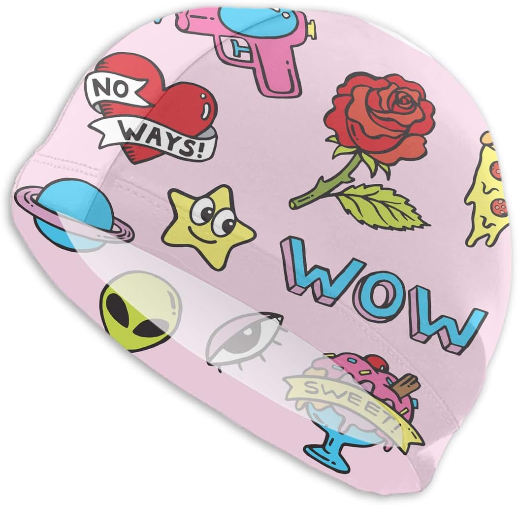 ArtSocket Adult Swim Cap Cartoon Pin Badge from Pizza Swimming Cap for Women