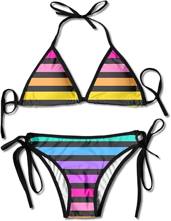 Rainbow Sexy Bikinis Womens Wrap Top Bottom Bathing Suit