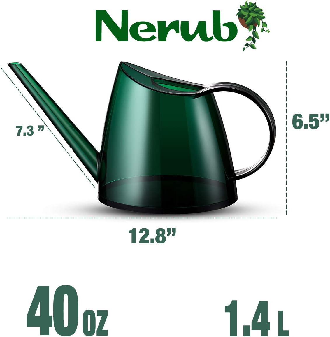 NERUB Indoor Watering Can for House Bonsai Plants, Small Watering Can with Long Spout Succulents Decorative Garden Flower 1/3 Gallon 1.4 L Modern Watering Pot Green : Garden & Outdoor