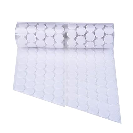 500 Stück Selbstklebende Hakenband und Flauschband Klettband PunkteBänder, Weiß