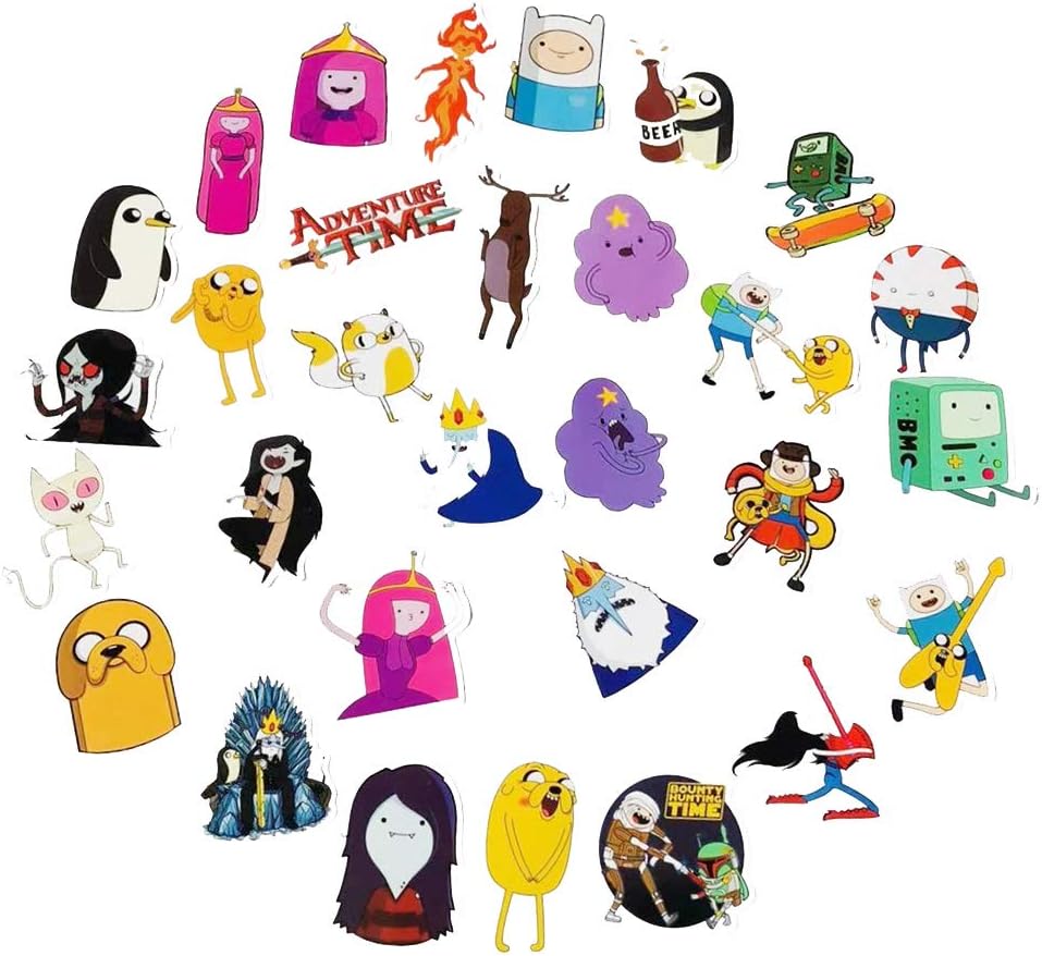 30 Pcs Adventure Time TV Show Stickers Pack for Teens Adults Perfect for Waterbottle Laptop Phone Hydro Flask Travel Vinyl Stickers Waterproof (Adventure Time