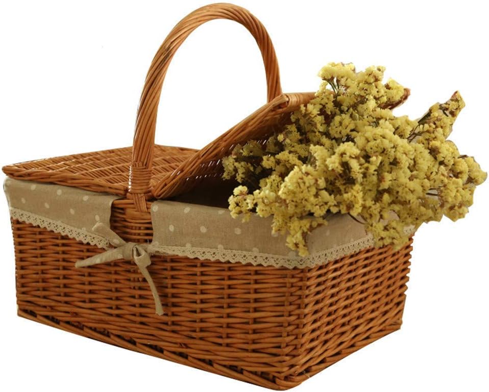 Picnic Basket Vine Portable and Practical with Covered
