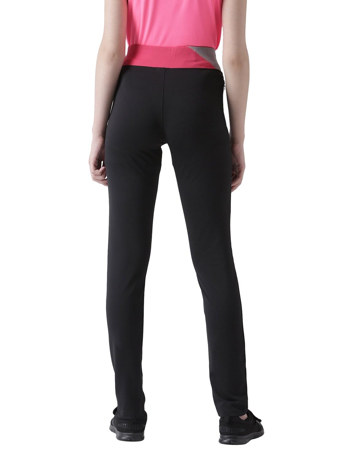 berge' women's stretch slim fit black track pant with secure zipper pockets