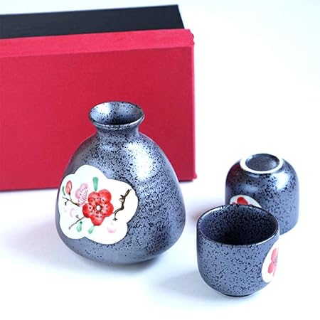 DFSFDS Juego de 3 Piezas de Sake de cerámica, Color Rojo Ciruela ...