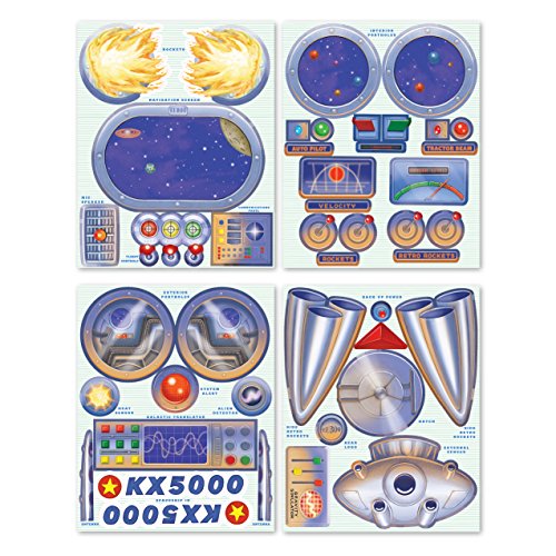 eeBoo Spaceship Pretend Play Cardboard Box Reusable Stickers