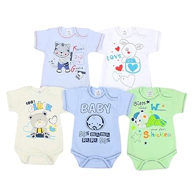 TupTam Unisex Baby Body Kurzarm mit Aufdruck Spruch 5er Set